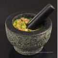 6 Inch Large Granite Mortar and Pestle Natural Unpolished, Non Porous, Dishwasher Safe